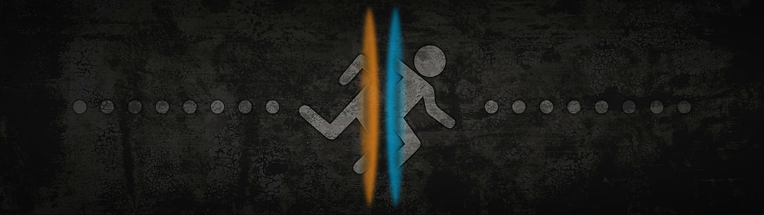 ilustração de stickman branco, exibição múltipla, Portal (jogo), videogame, HD papel de parede HD wallpaper