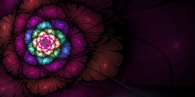 fraktal, Apophysis, Mathematik, goldener Schnitt, Fibonacci-Sequenz, Blumen, digitale Kunst, 3D, fraktale Blumen, HD-Hintergrundbild HD wallpaper