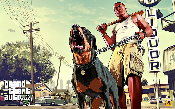 Fond d'écran du jeu Grand Theft Auto Five, affiche de Franklin The Clinton de Grand Theft Auto V, Rockstar Games, Grand Theft Auto, Fond d'écran HD