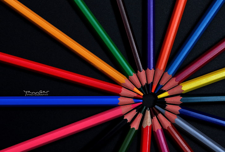 цветни моливи, цветни, моливи, заточени, HD тапет