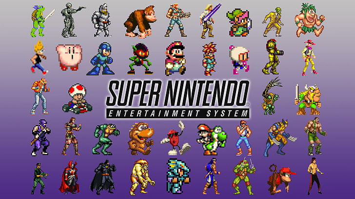 โลโก้ Super Nintendo, วิดีโอเกม, Super Nintendo, Nintendo, เกมย้อนยุค, SNES, Kirby, Teenage Mutant Ninja Turtles, Donkey Kong, Mega Man, Mario Bros. , เครื่องบินทิ้งระเบิด, RoboCop, ตรงกันข้าม, Star Wars, Luke Skywalker, Link, The Mask , ซอมบี้กินเพื่อนบ้านของฉัน, Samus Aran, ทรอยด์, Mario Kart, Super Mario Kart, คางคก (ตัวละคร), พิกเซลอาร์ต, พิกเซล, วอลล์เปเปอร์ HD