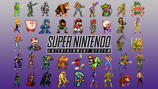 โลโก้ Super Nintendo, วิดีโอเกม, Super Nintendo, Nintendo, เกมย้อนยุค, SNES, Kirby, Teenage Mutant Ninja Turtles, Donkey Kong, Mega Man, Mario Bros. , เครื่องบินทิ้งระเบิด, RoboCop, ตรงกันข้าม, Star Wars, Luke Skywalker, Link, The Mask , ซอมบี้กินเพื่อนบ้านของฉัน, Samus Aran, ทรอยด์, Mario Kart, Super Mario Kart, คางคก (ตัวละคร), พิกเซลอาร์ต, พิกเซล, วอลล์เปเปอร์ HD HD wallpaper