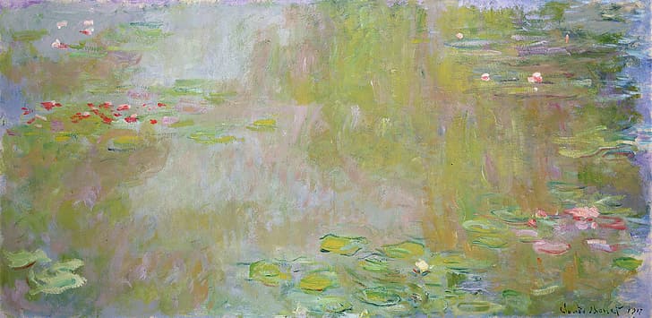 Claude Monet, 1917, บ่อน้ำ Lilies, The Water, วอลล์เปเปอร์ HD