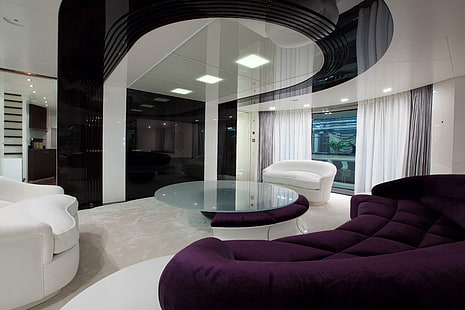 mesa de centro redonda de vidrio, moderno, salas de estar, interior, diseño de interiores, interiores, Fondo de pantalla HD HD wallpaper