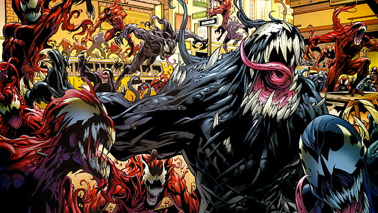 Venom Carnage HD, kartun / komik, racun, pembantaian, Wallpaper HD HD wallpaper