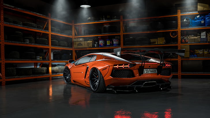 Lamborghini, tuning, garagem, Aventador, Liberty Walk, LB Performance, HD papel de parede