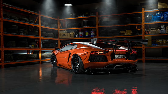  Lamborghini, tuning, garage, Aventador, Liberty Walk, LB Performance, HD wallpaper HD wallpaper