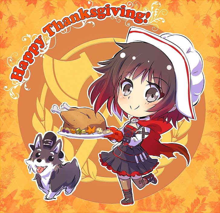 RWBY, Ruby Rose (character), anime girls, Thanksgiving, HD wallpaper