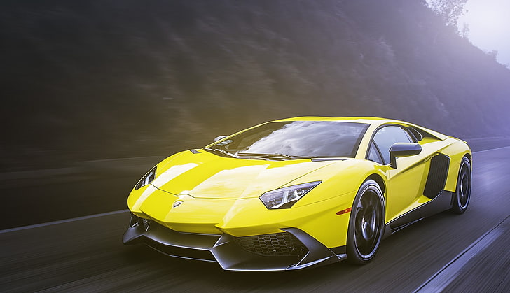 gelber Lamborghini Aventador, gelb, Lamborghini, Aventador, LP720-4, HD-Hintergrundbild