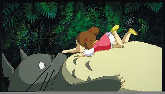 szaro-biała tapeta anime, film, mój sąsiad Totoro, Mei Kusakabe, Totoro (mój sąsiad Totoro), Tapety HD HD wallpaper