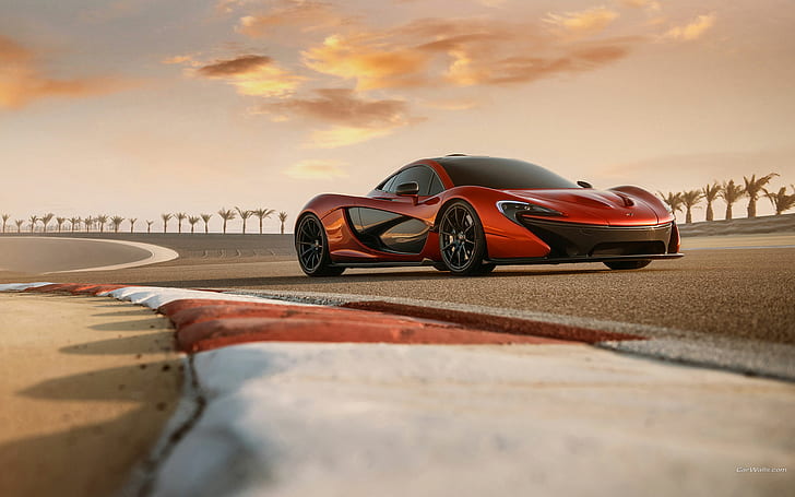 McLaren P1 Race Track HD, red and black coupe, cars, race, track, mclaren, p1, HD wallpaper