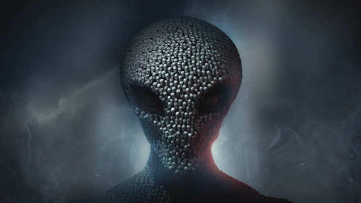 gray alien illustration, xcom 2, firaxis games, alien, skulls, HD wallpaper