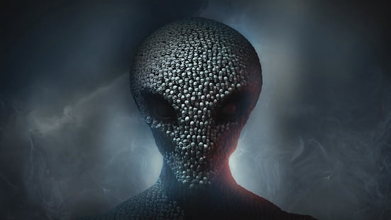 회색 외계인 그림, xcom 2, firaxis 게임, 외계인, 두개골, HD 배경 화면 HD wallpaper