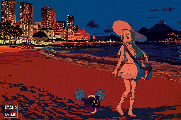 Pokémon, Pokémon: Sun and Moon, Beach, Cosmog (Pokémon), Lillie (Pokemon), HD wallpaper