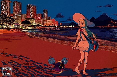 Pokémon, Pokémon: Sun and Moon, Beach, Cosmog (Pokémon), Lillie (Pokemon), HD wallpaper HD wallpaper