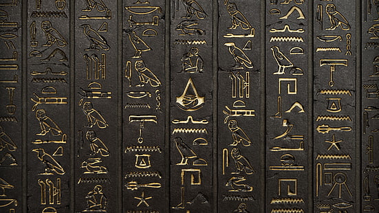 wall  hieroglyphs  digital art  video games  Assassins Creed: Origins  Assassins Creed, HD wallpaper HD wallpaper