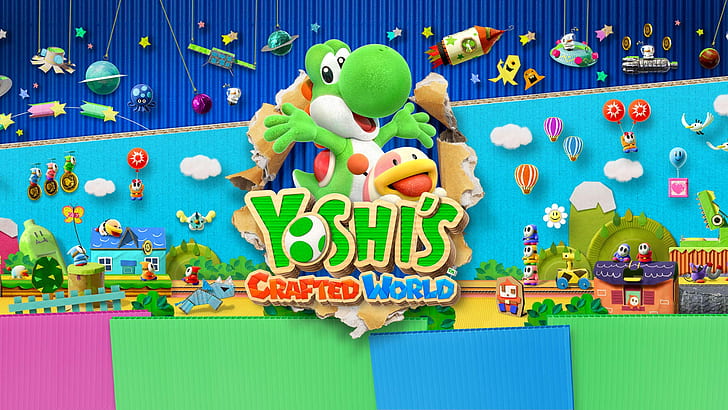 Mario, Yoshi's Crafted World, Yoshi, HD wallpaper