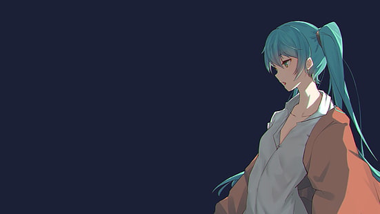 female anime character illustration, Vocaloid, Hatsune Miku, simple background, HD wallpaper HD wallpaper