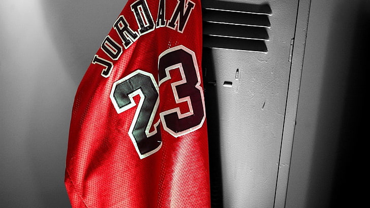 maillot rouge Jordan 23 NBA, basketball, sport, Michael Jordan, chiffres, Fond d'écran HD