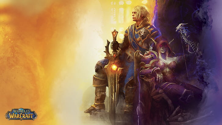 people, dark, light, Alliance, undead, king, World of WarCraft, human, Sylvanas Windrunner, the leader, Horde, warchief, Anduin Wrynn, The battle for Azeroth, Battle for Azeroth, HD wallpaper