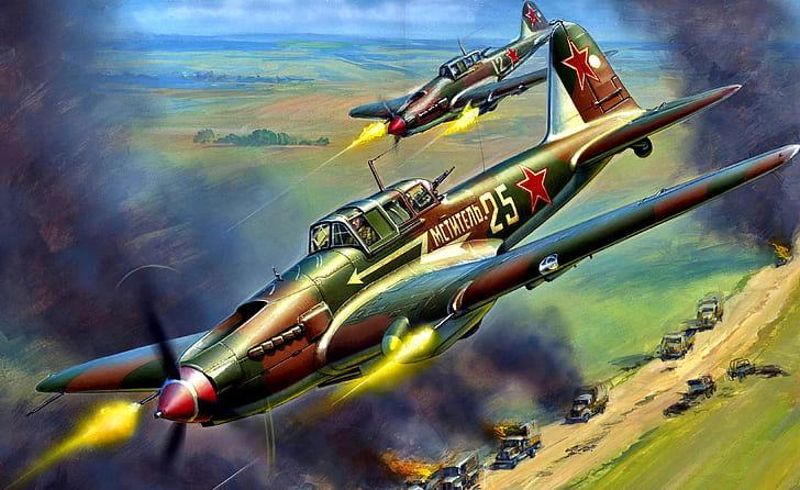 USSR, Il-2, WWII, THE RED ARMY AIR FORCE, Il-2 Sturmovik, Concrete plane, Black Death, HD wallpaper