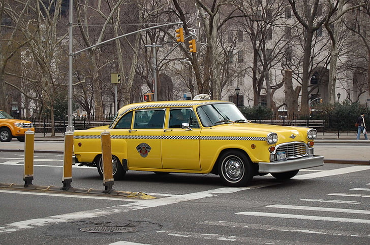 такси, нью-йорк, такси, желтая кабина, HD обои