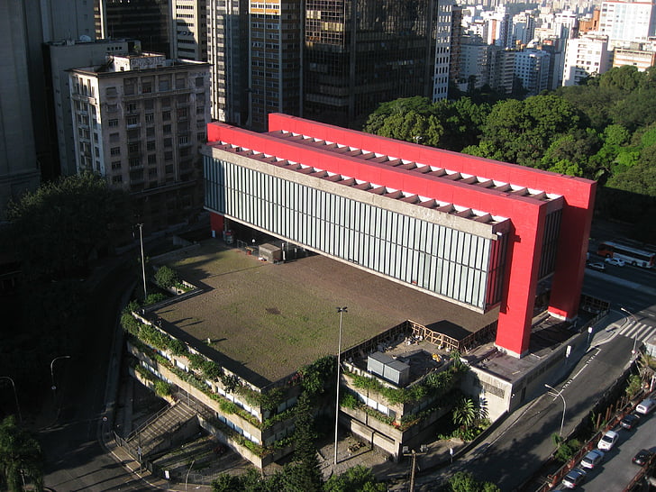 aerial view, art, brazil, building, city, landscape, masp, metropole, modern, museum, paulo, sao, urban, HD wallpaper