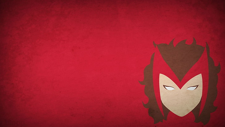 Frau mit roter Maske Wallpaper, Minimalismus, Blo0p, Scarlet Witch, roter Hintergrund, Superheld, Marvel Comics, Marvel Heroes, HD-Hintergrundbild