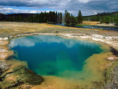 corpo de água, Parque Nacional de Yellowstone, Morning Glory Pool, fontes termais, rio, natureza, água, paisagem, HD papel de parede HD wallpaper
