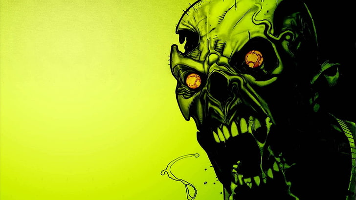 zombie illustration, zombies, green, artwork, horror, HD wallpaper