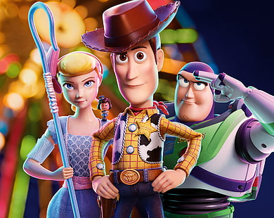 Película, Toy Story 4, Bo Peep, Buzz Lightyear, Woody (Toy Story), Fondo de pantalla HD HD wallpaper