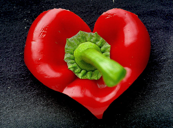 close up image of heart-shaped paper cut art, Food, Heart on, close up, image, heart-shaped, paper cut, art, Red pepper, red  pepper, delicious, garden, culinary, red heart, fresh, spring, cooking, vegetable, red, pepper - Vegetable, freshness, organic, bell Pepper, paprika, vegetarian Food, healthy Eating, HD wallpaper