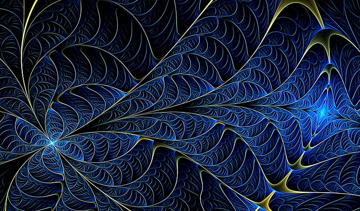 wave, line, abstraction, background, fractals, figure, curves, screensaver on your desktop, acrylic paint, blue fantasy, HD wallpaper
