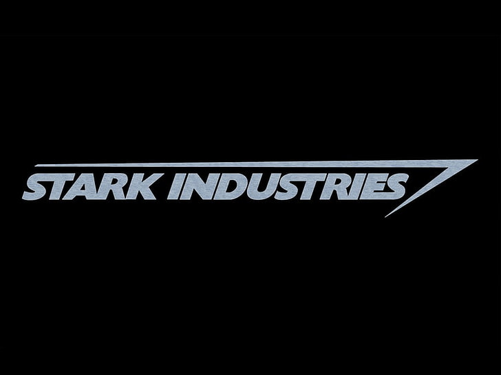 شعار Marvel Stark Industries ، شعار Stark Industries ، شعار Marvel Comics ، Iron Man ، خلفية سوداء، خلفية HD