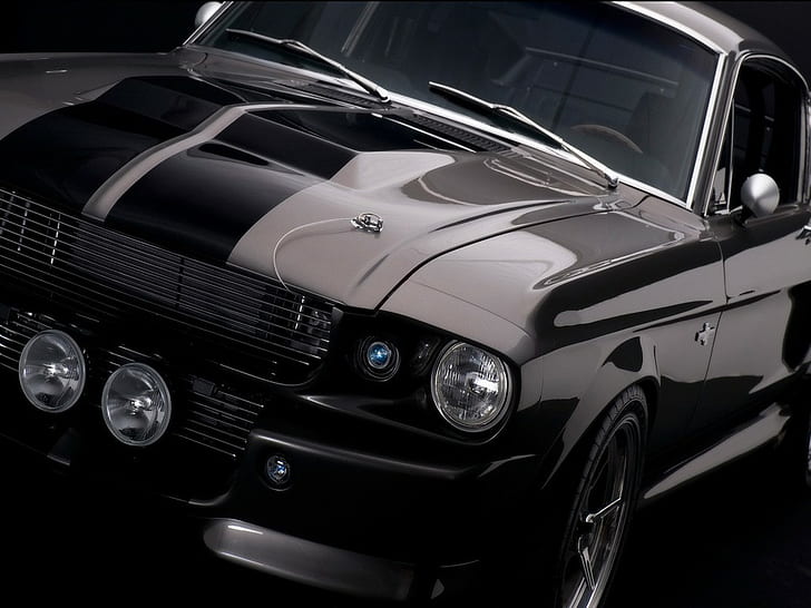 суперкар, Ford Mustang, черные автомобили, средство передвижения, HD обои