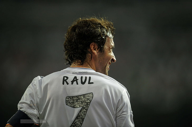white Raul 7 jersey, football, real Madrid, Raul, farewell match Raul 2013, HD wallpaper