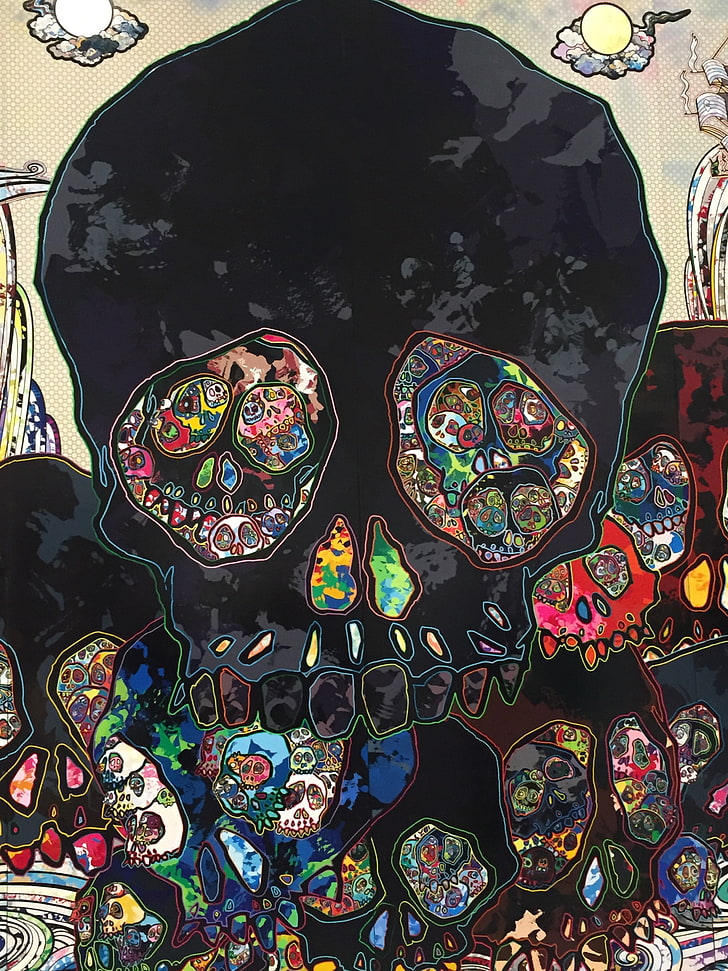 zucchero cranio illustrazione, teschio, arte, teschi, colorato, Sfondo HD, sfondo telefono