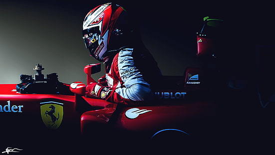 kimi, Raikkonen, Kimi Raikkonen, Scuderia Ferrari, SF15 T, Formula 1, ferrari formula 1, 2015, HD wallpaper HD wallpaper