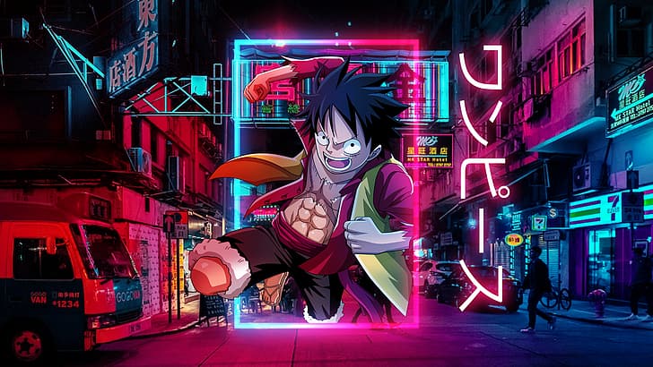 Anime-Jungs, Neon, HD-Hintergrundbild