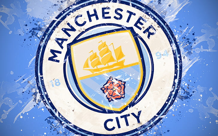 サッカー、マンチェスターシティFC、ロゴ、 HDデスクトップの壁紙