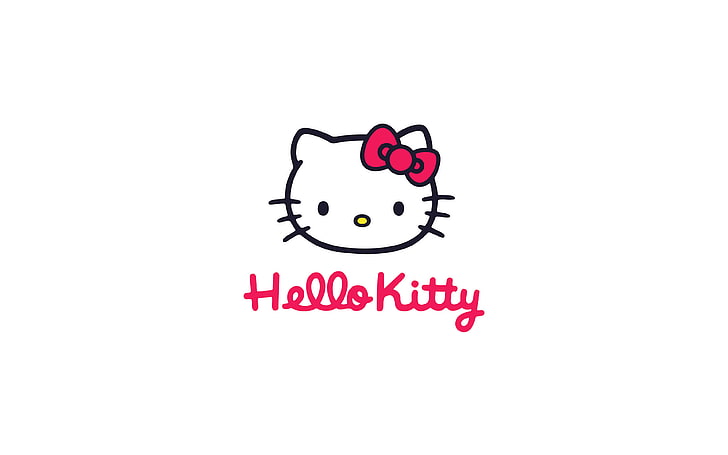 hola, kitty, logo, arte, lindo, blanco, Fondo de pantalla HD