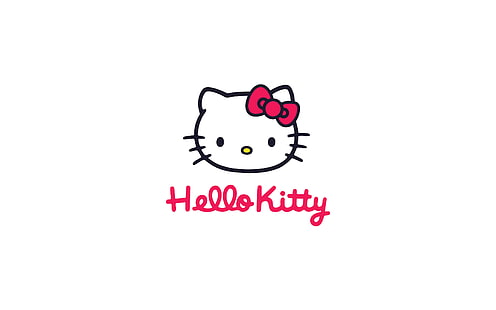 cześć kotku, logo, sztuka, ładny, biały, Tapety HD HD wallpaper