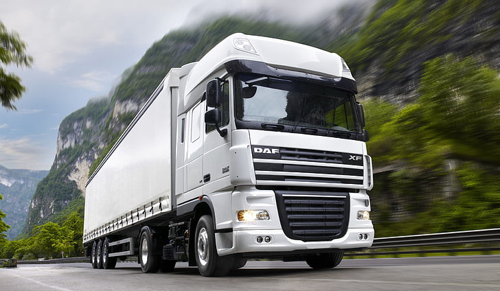 camion de marchandises blanc, blanc, camion, tracteur, le camion, DAF, train, ИксЭф105.460, XF105.460, Fond d'écran HD