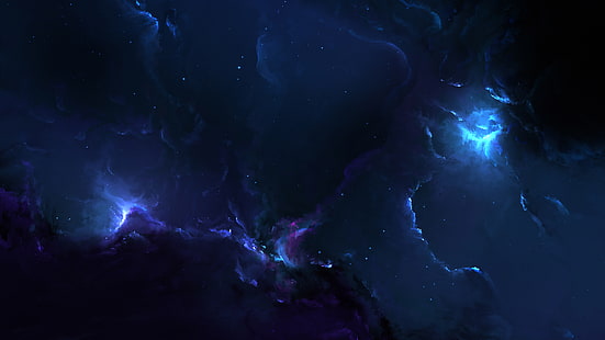 sudut pandang rendah langit hitam dan ungu, Kosmik, Astronomi, Nebula, 4K, Wallpaper HD HD wallpaper