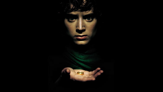 Filme, Der Herr der Ringe, Der Herr der Ringe: Die Gefährten des Rings, Frodo Beutlin, Elijah Wood, schwarz, HD-Hintergrundbild HD wallpaper