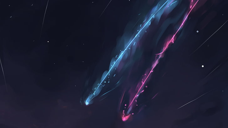 Meteorit, blaue und rote Sterne malen, dein Name, Anime, Sternschnuppen, HD-Hintergrundbild