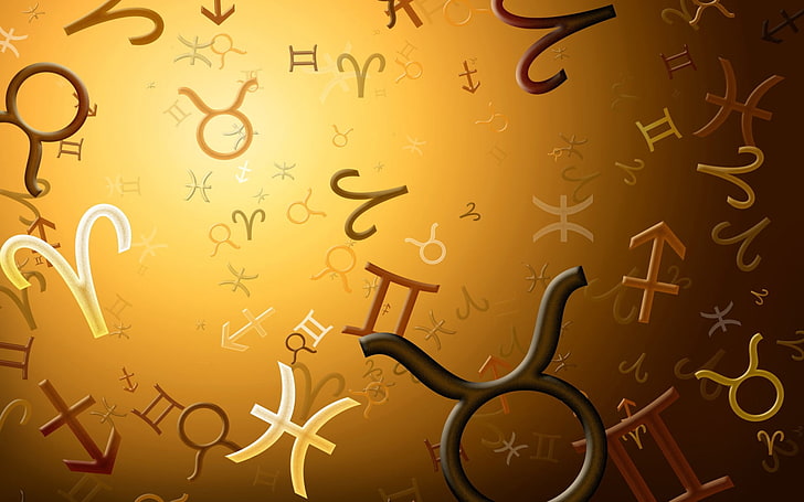 simboli assortiti illustratoin, segni zodiacali, zodiaco, simboli, Sfondo HD
