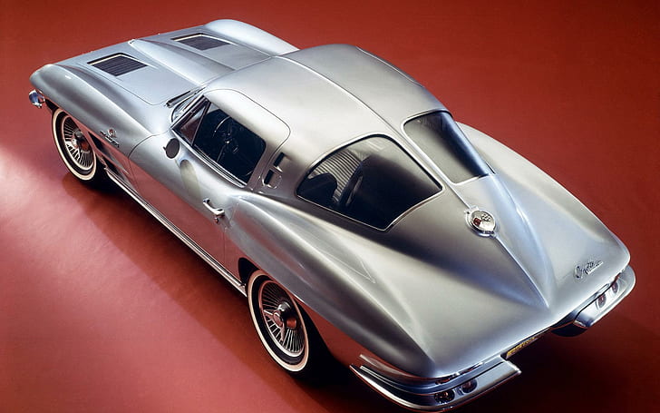1963 Chevrolet Corvette Stingray, серебристое классическое купе, автомобили, 1920x1200, Chevrolet, Chevrolet Corvette, HD обои