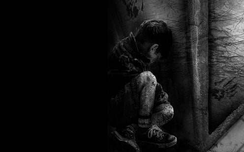 Mörk, konstnärlig, svart, pojke, ensam, ledsen, HD tapet HD wallpaper
