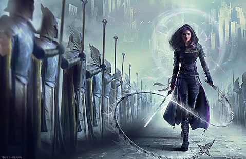 Fantasi, Warrior Wanita, Armor, Rantai, Gadis, Pedang, Warrior, Warrior Wanita, Wallpaper HD HD wallpaper